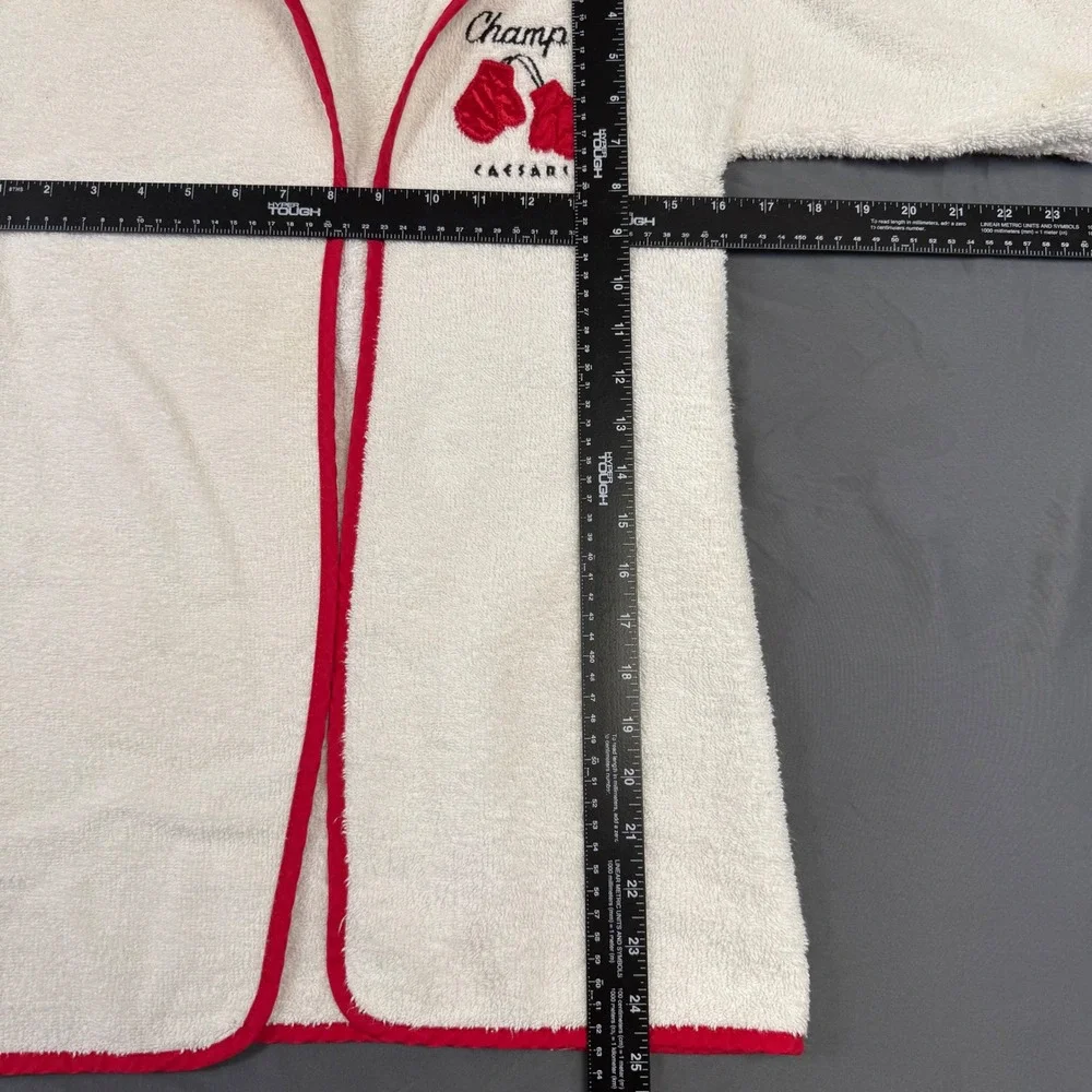 Vintage Caesars Palace Champ Hooded Terry Cloth Robe Kids Large White Red USA